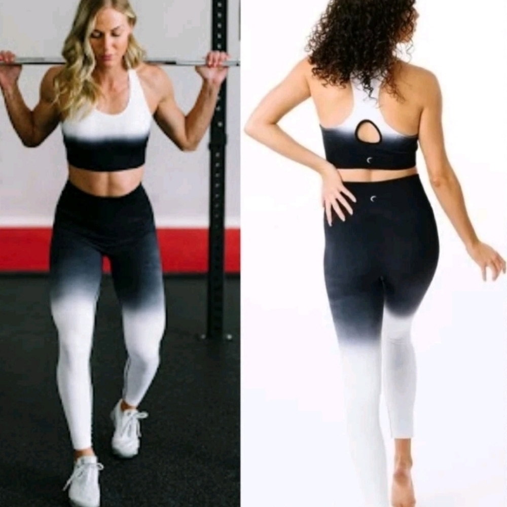 NWT Zyia Active Ombre Black White Performance Leggings Seamless